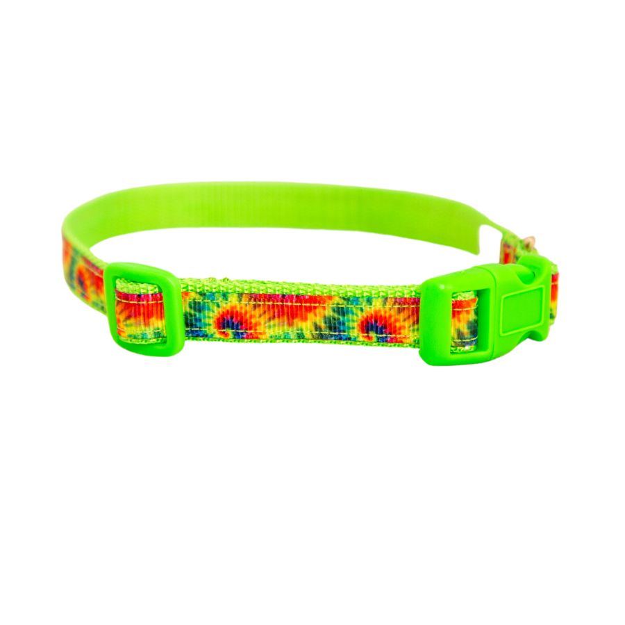 Neon Green Tie Dye Dog Collar 1/2"