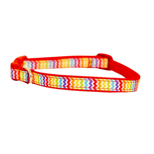 Rainbow Chevron Dog Collar 1/2"