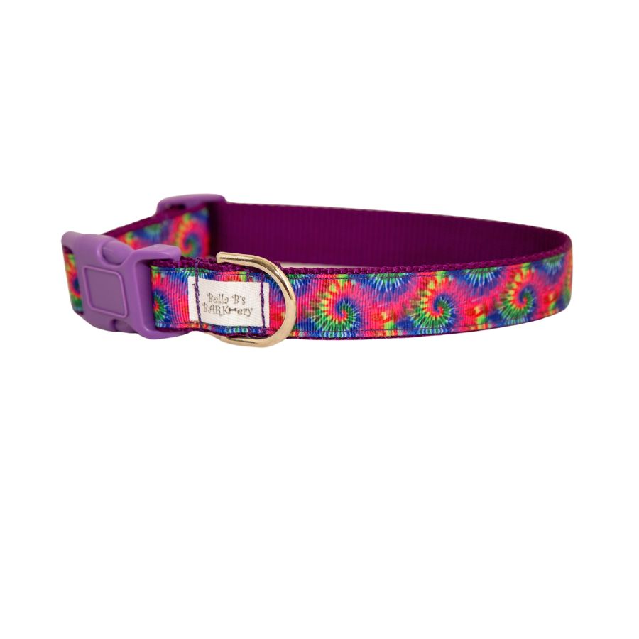 Purple Tie Dye Dog Collar 1"