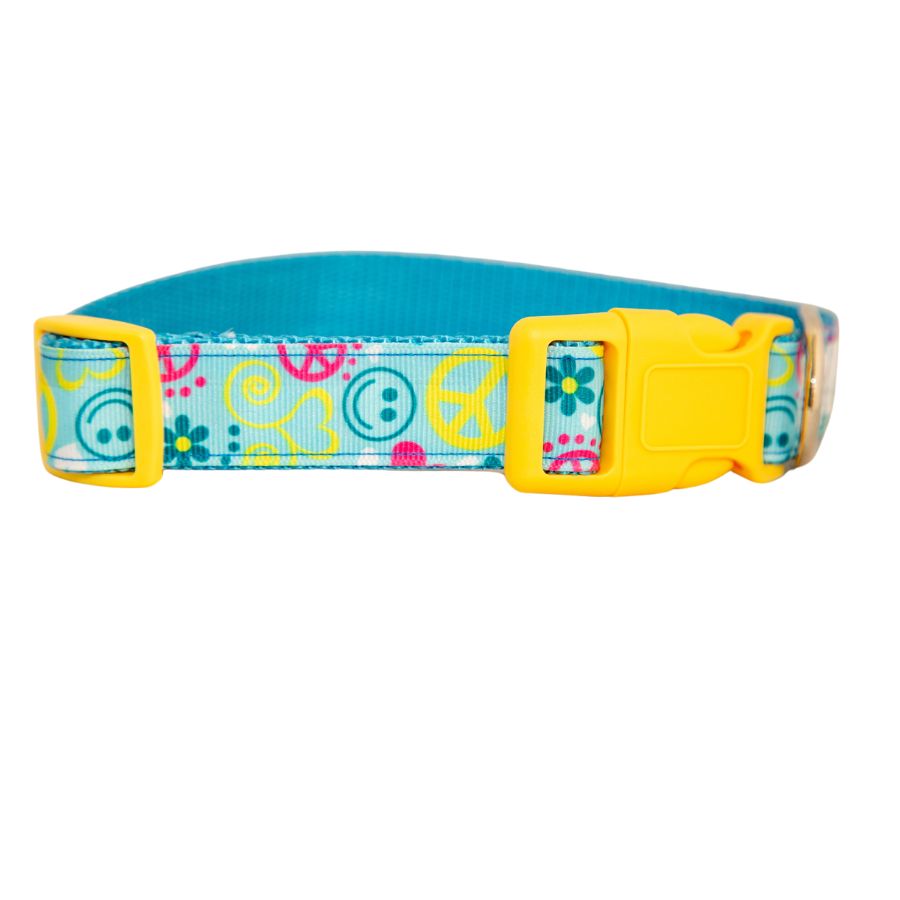 Peace Sign Happy Face Dog Collar 1"