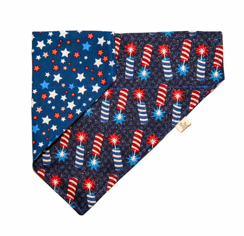 Sparkling Firecracker and Stars Dog Bandana