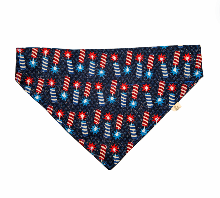 Sparkling Firecracker and Stars Dog Bandana