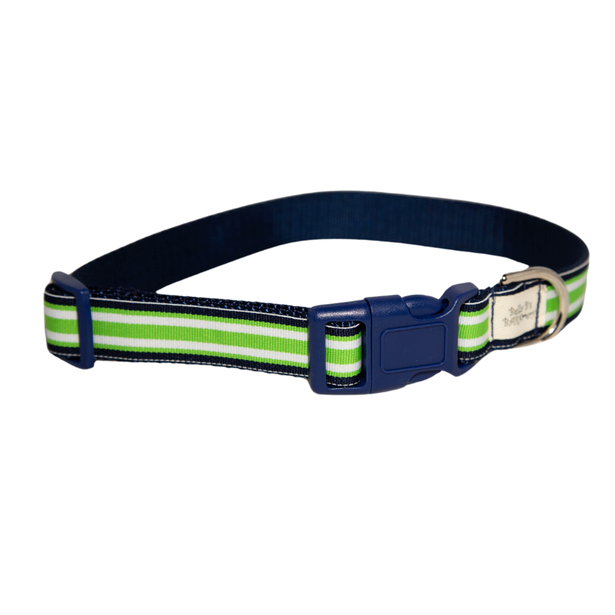 Blue and Green Stripe Dog Collar