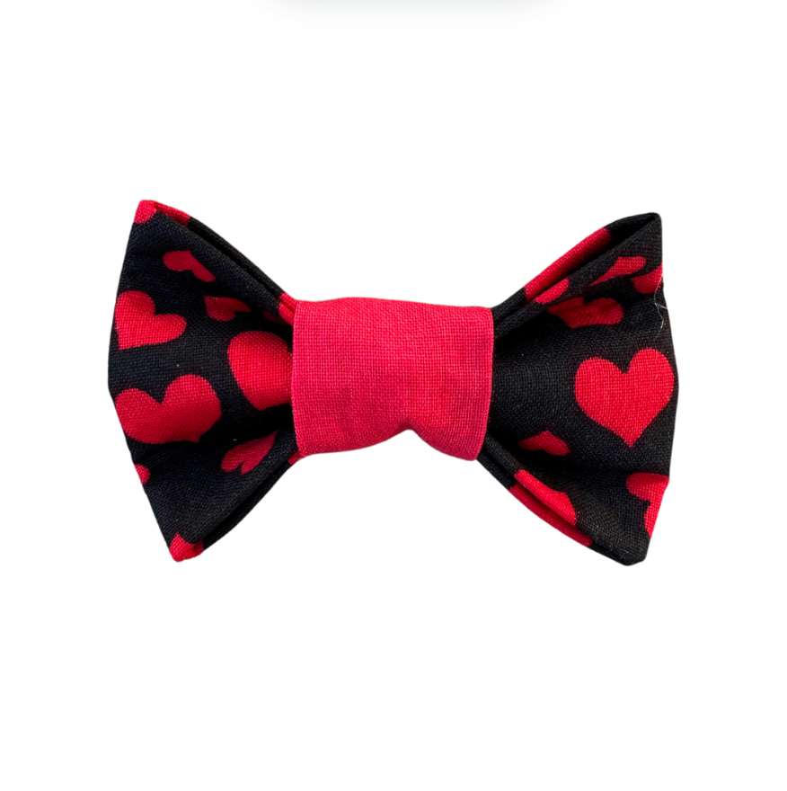 Red Hearts Dog Bow Tie