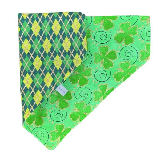 Shamrock and Gold Reversible Dog Bandana