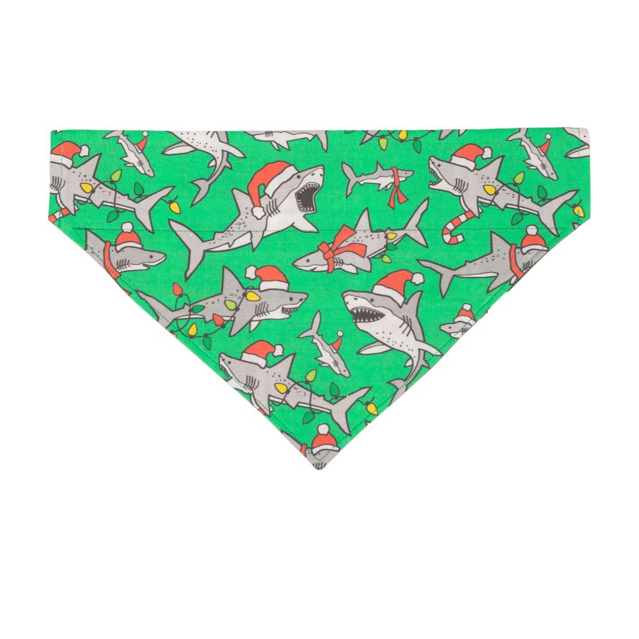 Holiday Sharks / Plaid  Reversible Personalized Dog Bandana