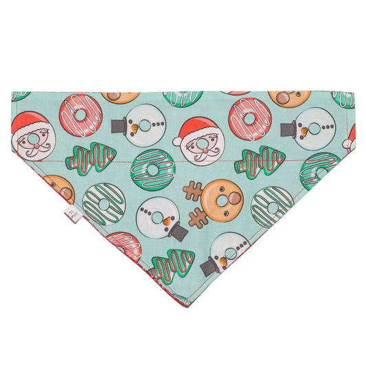 Holiday Donuts and Snowflakes  Reversible Personalized Holiday Christmas Dog Bandana